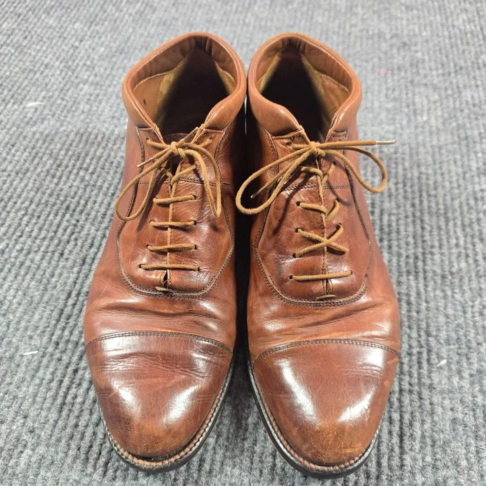 Johnston & Murphy Boots Mens Size 10W Brown Leather Chukka Ankle Cap Toe Italy